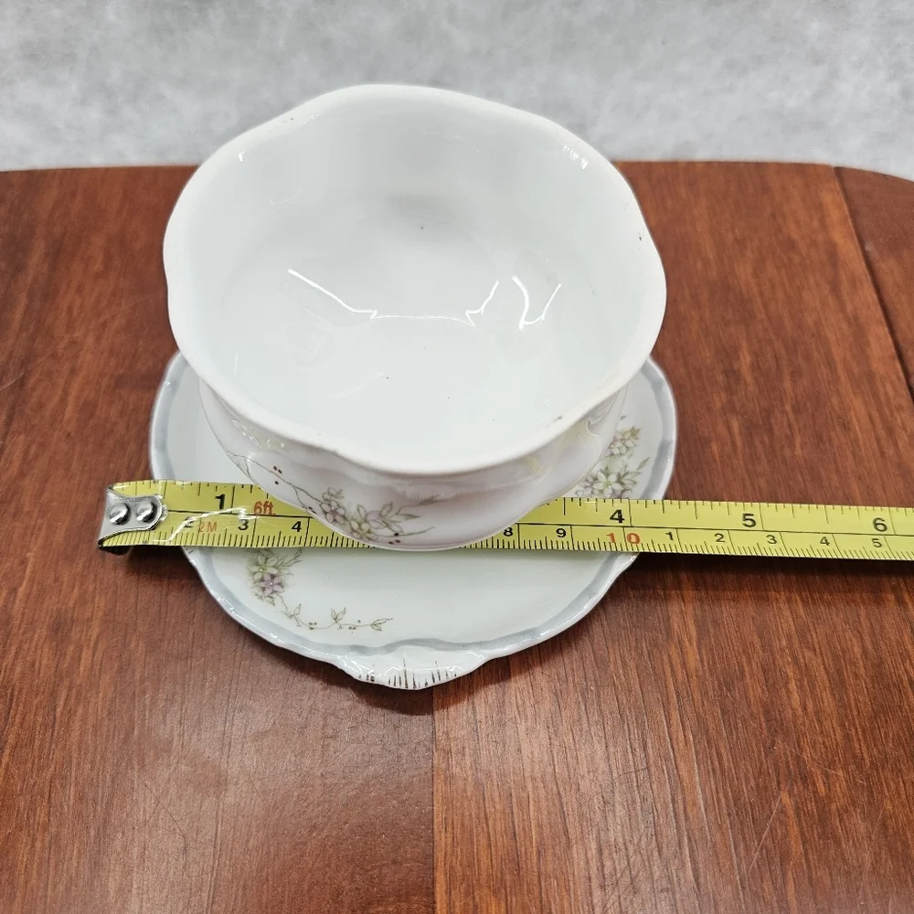 Versailles Made In Germany Elegant White Small Floral Bowl with Attached Plate‎